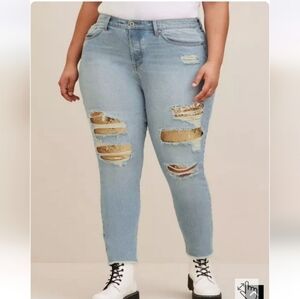 Nwot Torrid 18R Mid-Rise Sequin Backed Jean